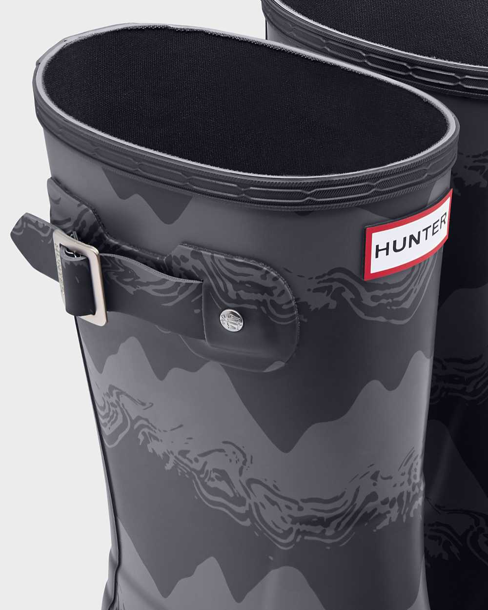 Hunter Original Short Storm Stripe Men's Rain Boots NZ-28374L Grey